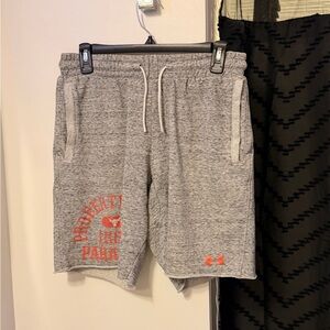 Under Armour Heather Gray Athletic Shorts with Red Accents